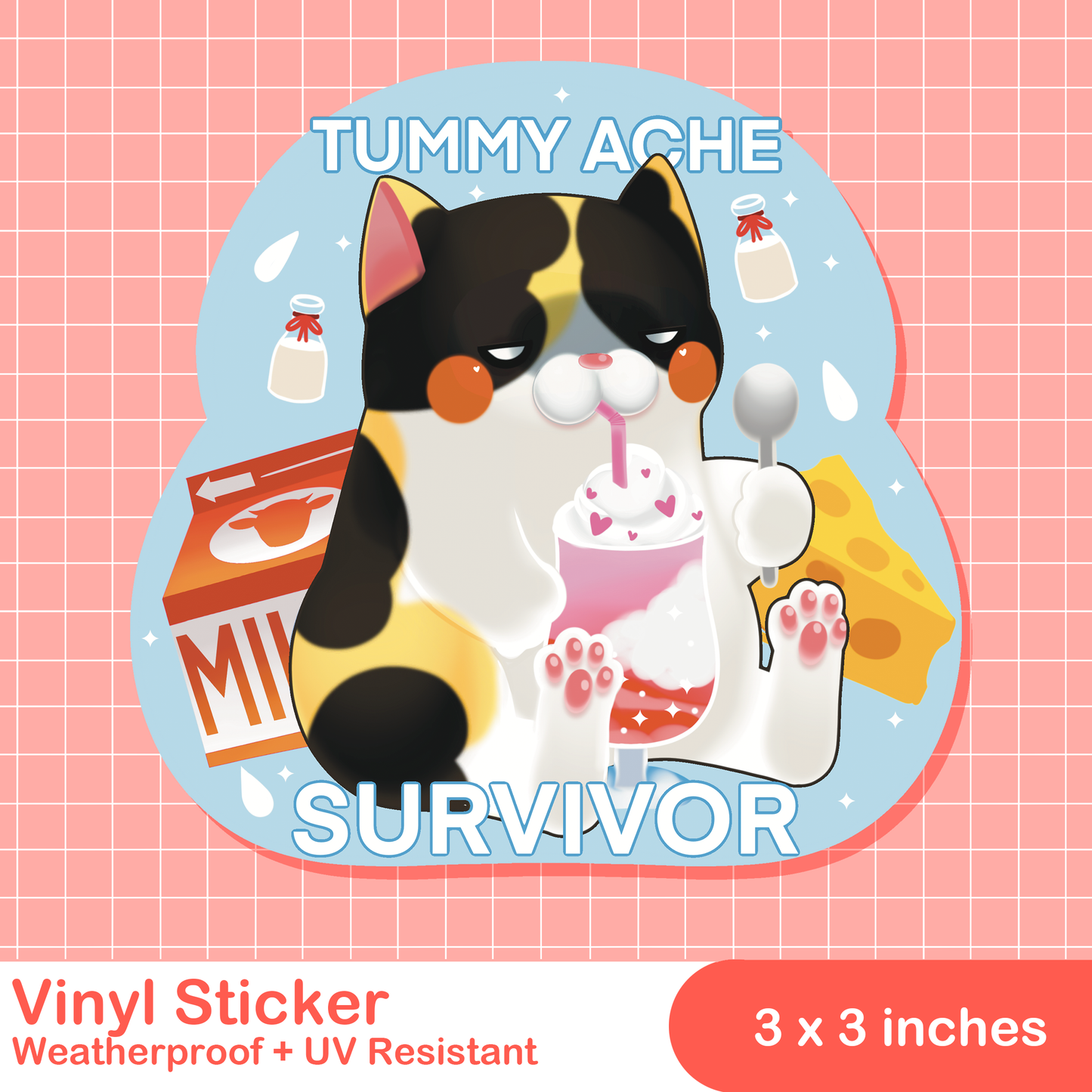 Tummy Ache Lactose Survivor Sticker