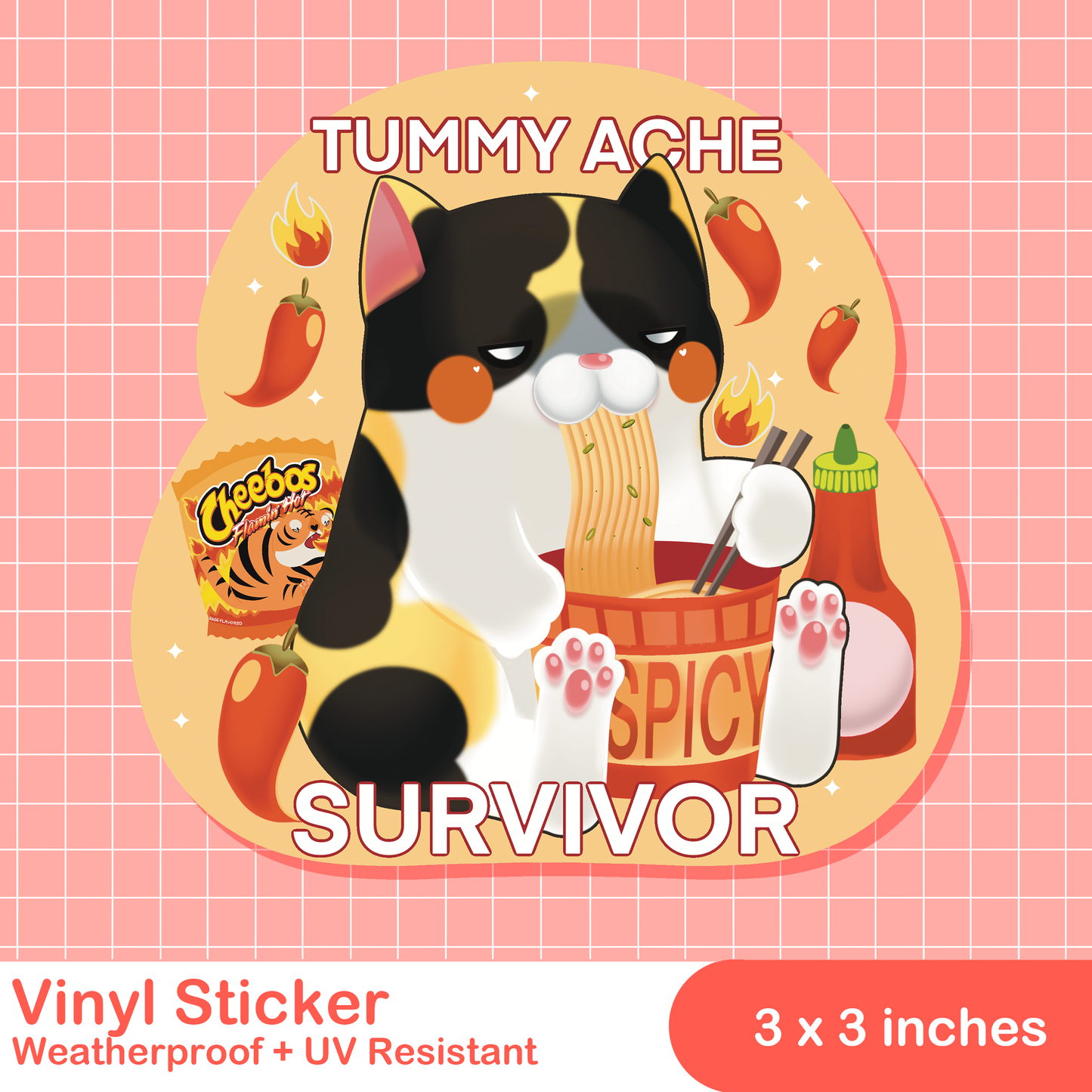 Tummy Ache Spicy Survivor Sticker