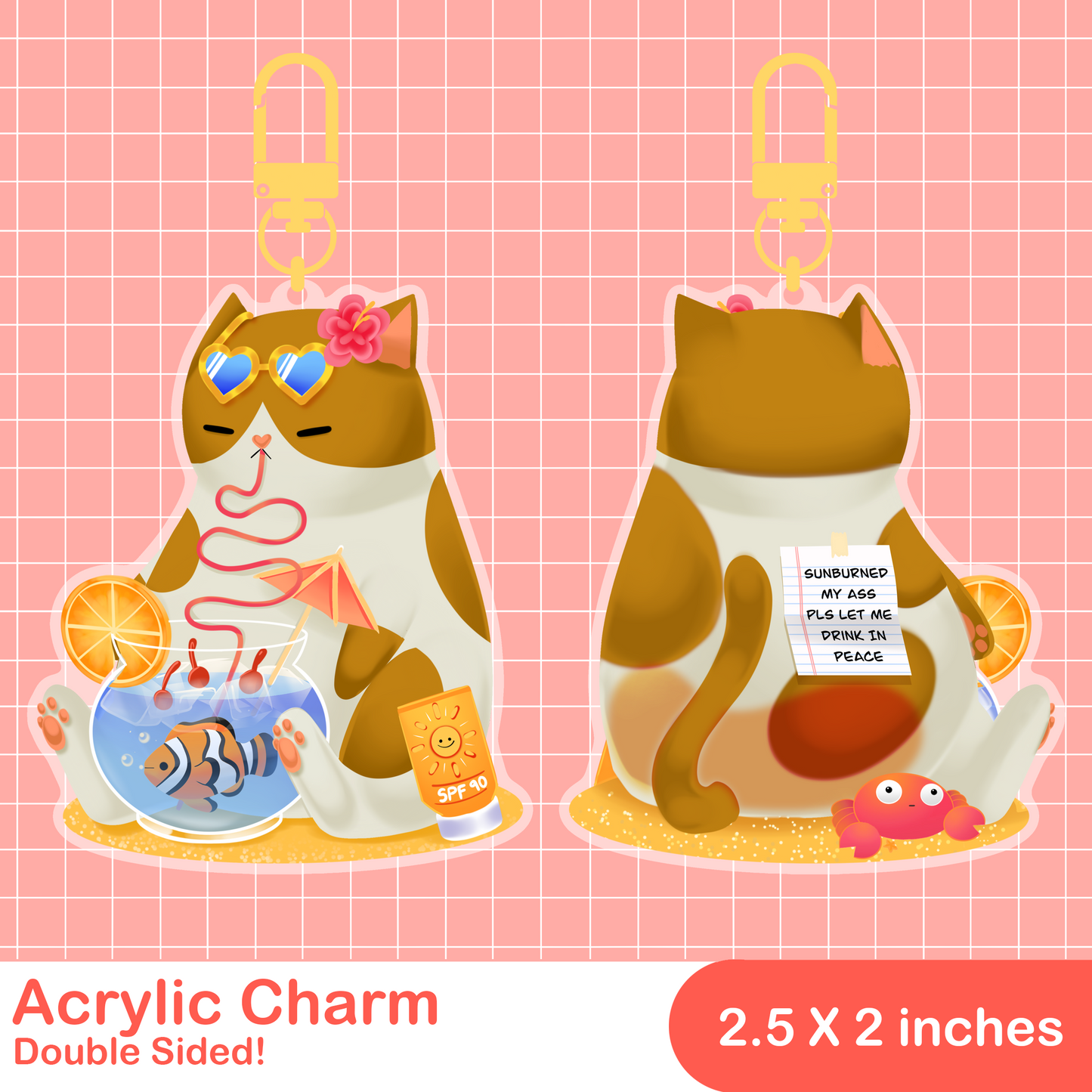 Vacation Cat Acrylic Charm