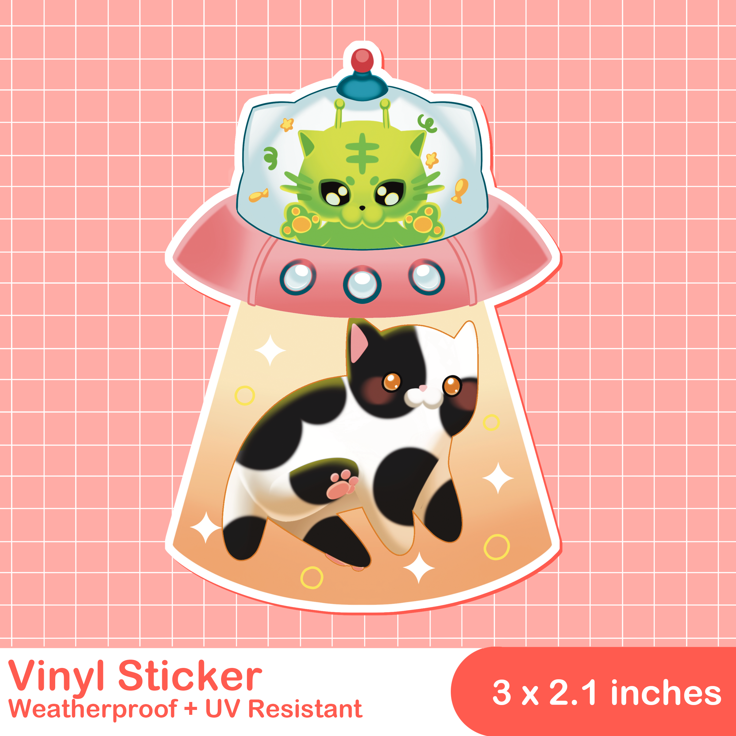 Alien Cat Sticker – StarBerryKai