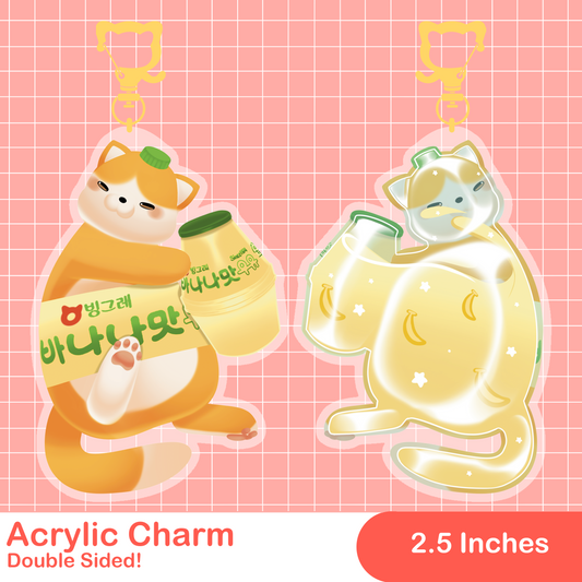 Soda Cats: Banana Milk Cat Acrylic Charm