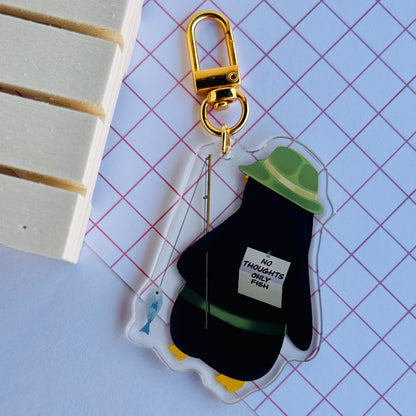 Fishing Buddy Penguin Acrylic Keychain