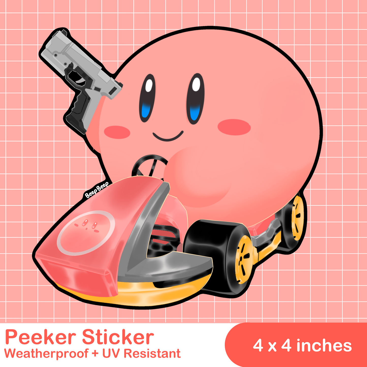 Kirby Go-Kart Peeker Sticker