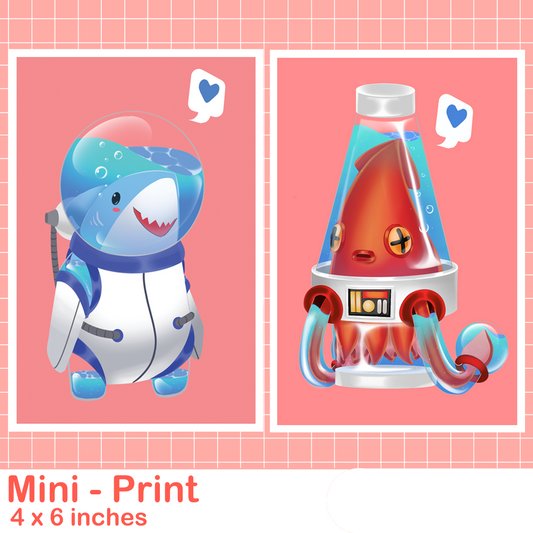 Space Sea Buddies Mini Prints