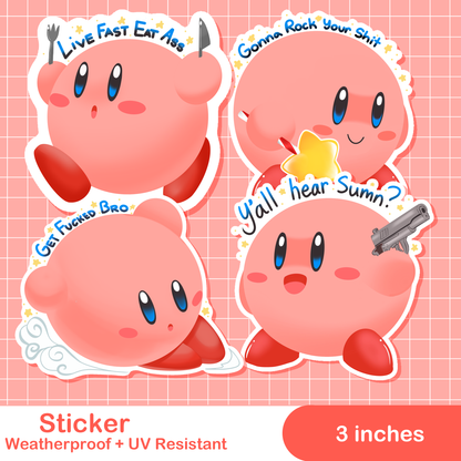 Cussing Kirby Stickers